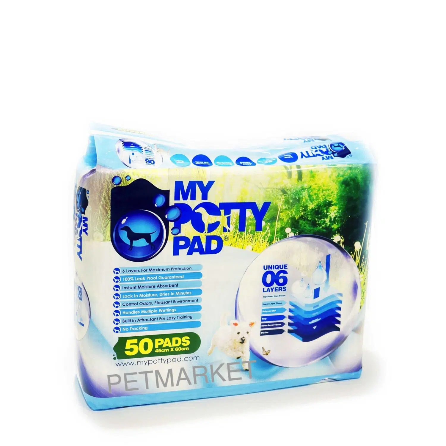 My Potty Pad - 加厚寵物尿墊 50片 [2呎/ 45x60cm][白袋] - Image 1