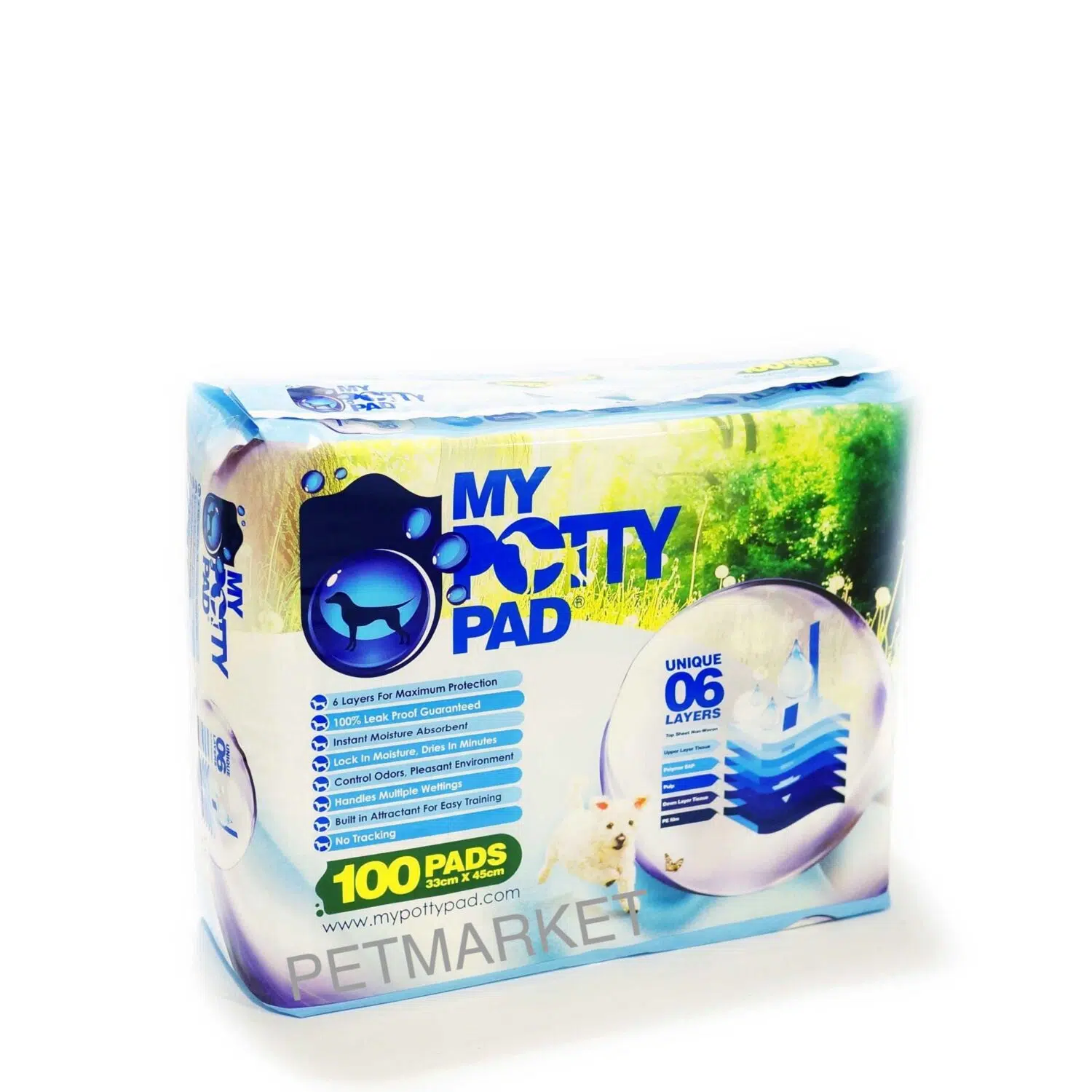 My Potty Pad - 加厚寵物尿墊 100片 [呎半/ 33x45cm][白袋]