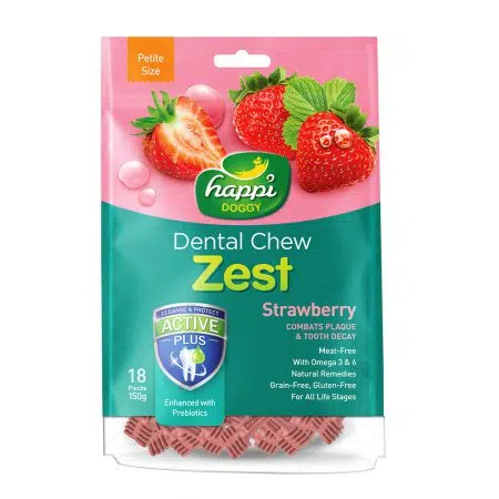 Happi Doggy - Strawberry Dental Chew Zest 士多啤梨潔齒骨 2.5吋 [150g]