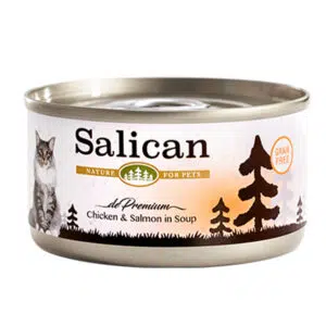 Salican - 鮮雞肉系列 Chicken & Salmon in Soup 雞肉、三文魚貓罐頭 85g