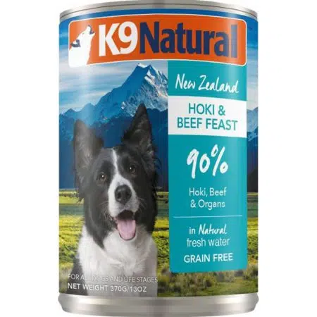 K9 Natural - Hoki & Beef  牛肉、藍尖尾鱈魚 無穀物主食狗罐頭 370g