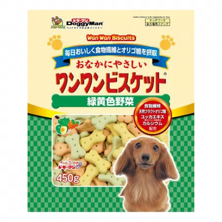 DoggyMan - 黃綠色野菜骨形狗餅乾 450g