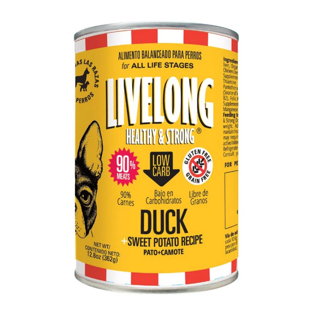 livelong_h&s_duck_362g LIVELONG - HEALTHY & STRONG Duck 鴨肉甜薯罐 362g - Image 1