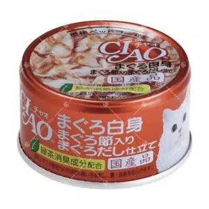 CIAO - 白身吞拿魚、吞拿魚乾、吞拿魚湯底貓罐頭 85g [A-87]