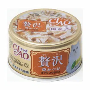 CIAO 贅沢– 燒鰹魚、吞拿魚、雞柳貓罐頭 80g [A-144]