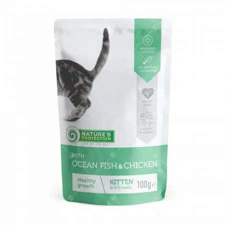Nature’s Protection 保然-幼貓肉汁濕包 100g [健康成長][海洋魚雞肉-綠]
