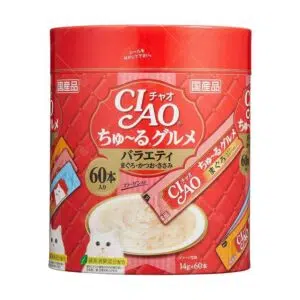 CIAO - 吞拿魚鰹魚雞肉綜合貓醬派對桶 [3味-14g x 60本][SC-138]