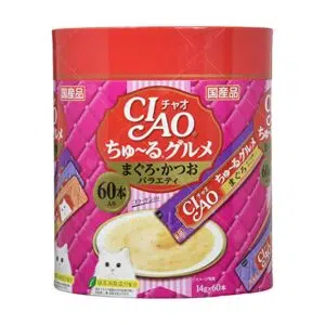 CIAO - 吞拿魚鰹魚綜合貓醬派對桶 [3味-14g x 60本][SC-222]