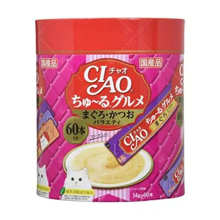 CIAO - 吞拿魚鰹魚綜合貓醬派對桶 [3味-14g x 60本][SC-222]