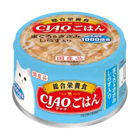 CIAO 乳酸菌綜合栄養食 – 吞拿魚雞肉配銀魚貓罐頭 85g [A-253]