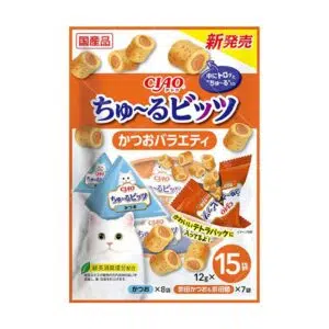CIAO – 鰹魚流心粒派對裝貓零食 [2味 x 12g x 15袋][CS-180]