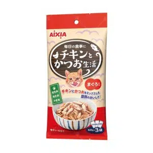 Aixia 愛喜雅 雞生活系列 – 雞肉鰹魚配吞拿魚貓餐包 [60g x 3包裝][CS-2]