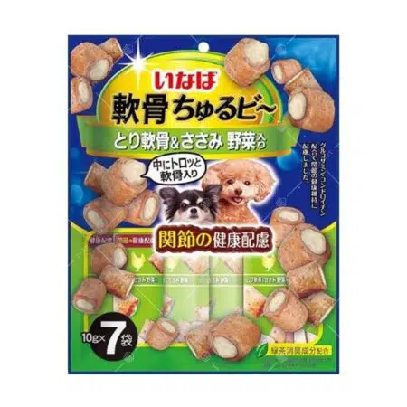 Inaba - 流心粒粒狗零食 [雞軟骨・蔬菜] [關節健康配方] [10g x 7入] [QDS-117]