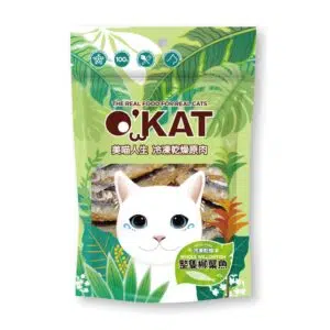 O'KAT 美喵人生 - 原條柳葉魚[凍乾原肉貓小食] 40g