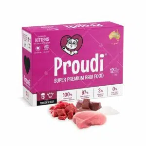 Proudi - 急凍生肉餅貓糧 90g x 12片 [Turkey & Beef 火雞．牛肉][幼貓配方]