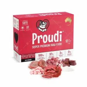 Proudi - 急凍生肉餅貓糧 90g x 12片 [Red Combo - 紅肉四寶] [袋鼠肉、豬肉、羊肉、牛內臟]