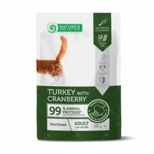 Nature’s Protection 保然 - 絕育成貓肉汁濕包 100g [火雞、蔓越莓-綠色]