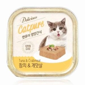 韓國 Cat Pure - 無穀物慕斯罐 100g [呑拿魚、蟹柳][黃色][貓用]