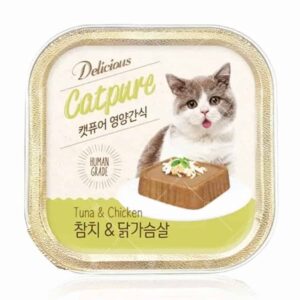 韓國 Cat Pure – 無穀物慕斯罐 100g [呑拿魚、雞肉][青綠色][貓用]