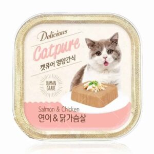 韓國 Cat Pure – 無穀物慕斯罐 100g [三文魚、雞肉][粉紅色][貓用]