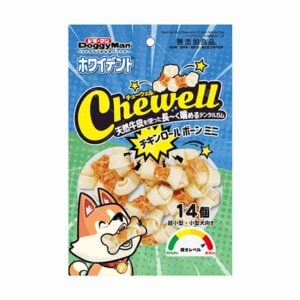 DoggyMan - Chewell 迷你雞肉牛皮卷骨棒 14件 [藍][成犬]