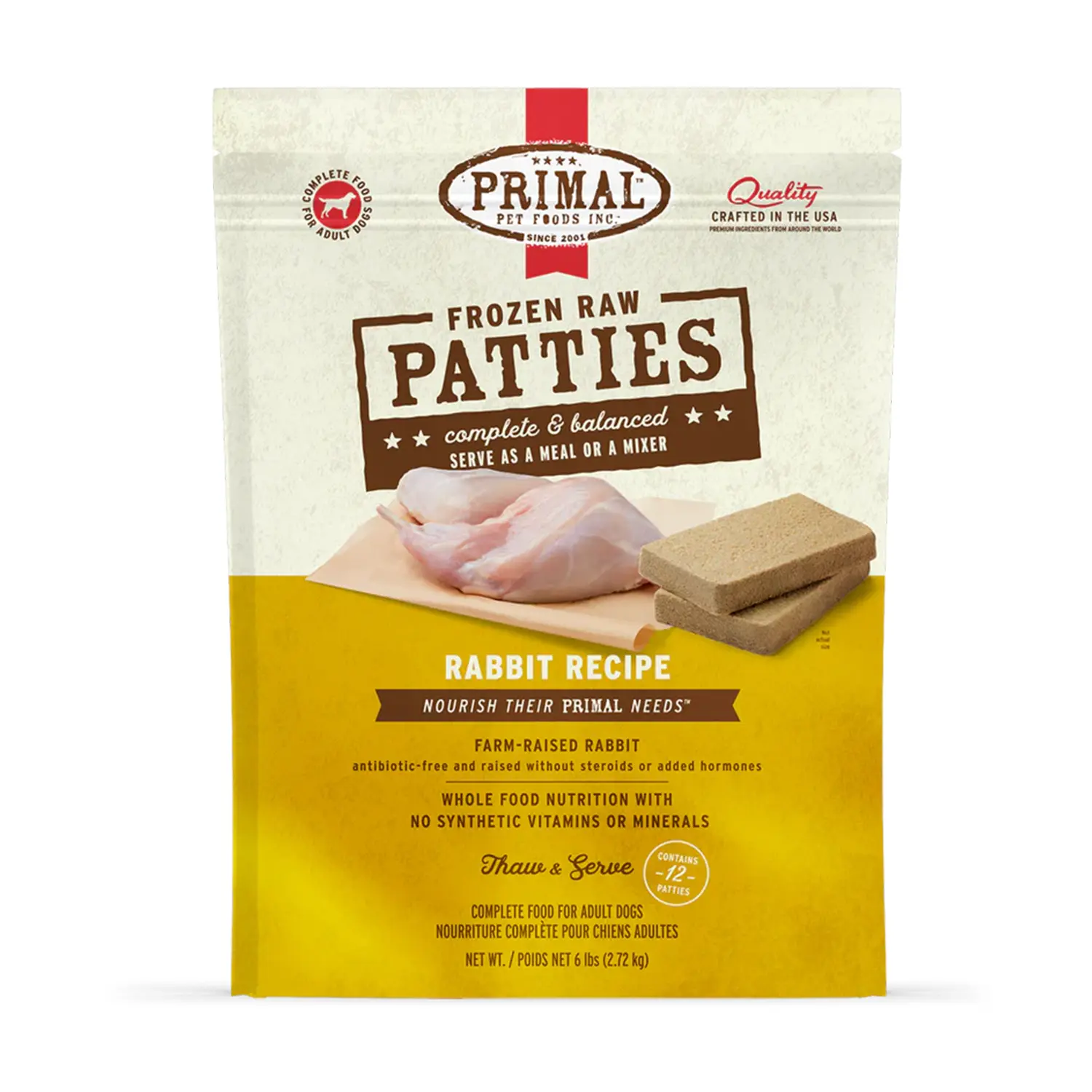 24-PRIMAL-2012-FR_Patties_Dog_Rabbit_6lb_1164-1_Frnt Primal 急凍鮮肉餅 兔肉配方