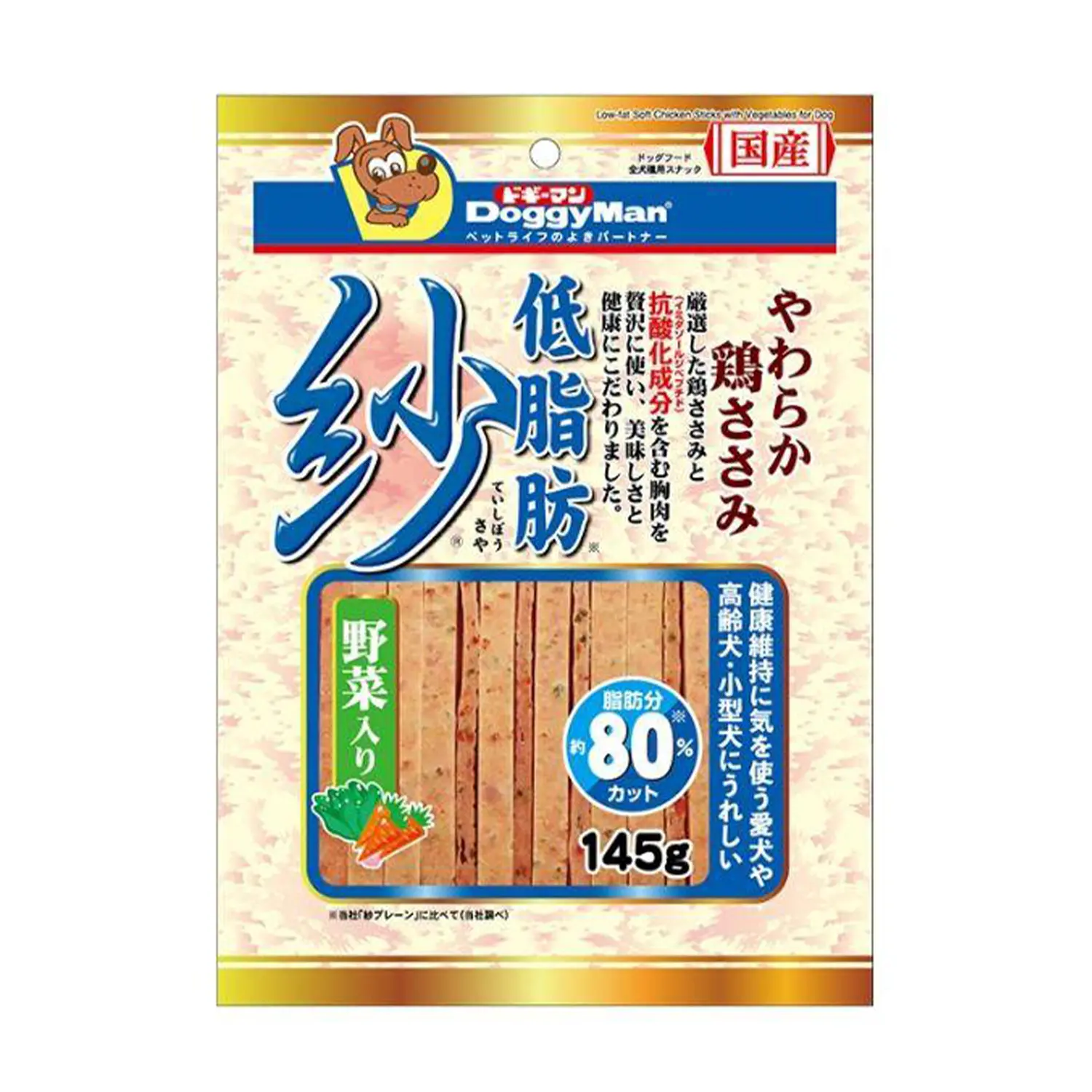 4976555828672 DoggyMan – 紗 低脂蔬菜雞肉軟條 145g
